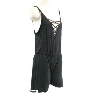 Topshop Black Romper with Cutout Sleeveless Spaghetti Strap V-NecK Neckline Sz 8